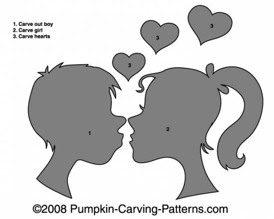 First Kiss Pumpkin Carving Pattern
