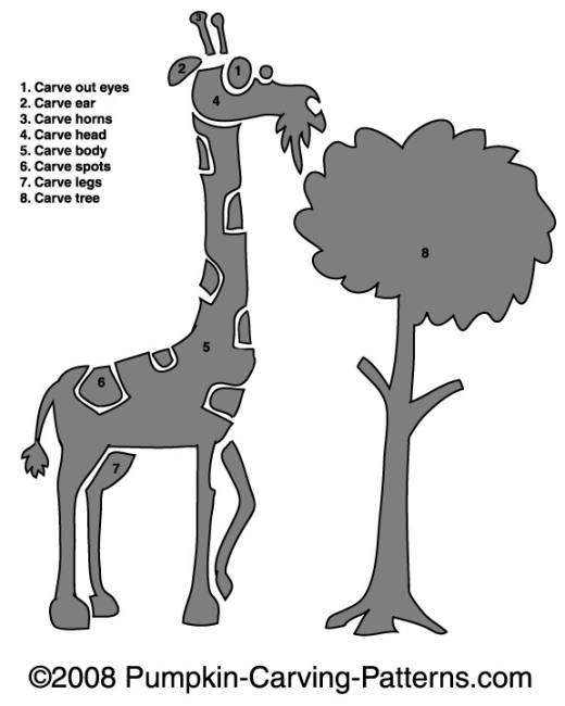 Grazing Giraffe Pumpkin Carving Pattern