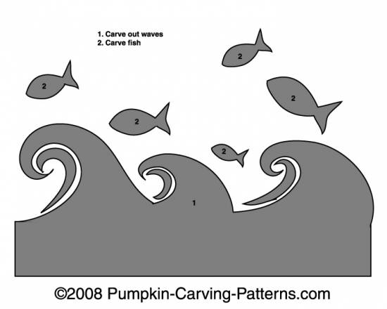 Jumping Fish Pumpkin Carving Pattern