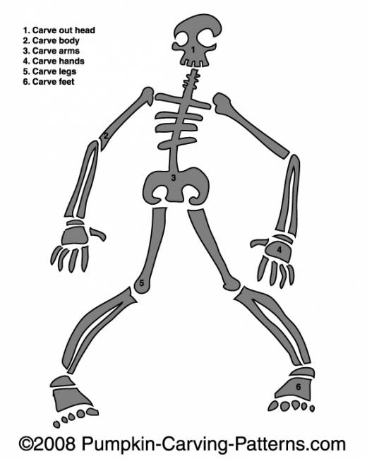 Scary Skeleton Pumpkin Carving Pattern