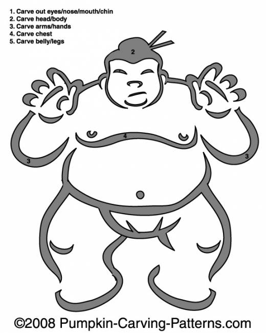 Sumo Wrestler Pumpkin Carving Pattern